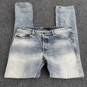 Diesel Black‎ Gold Button Fly Jeans Cow Leather Dyed Mens 34 Denim 37x35